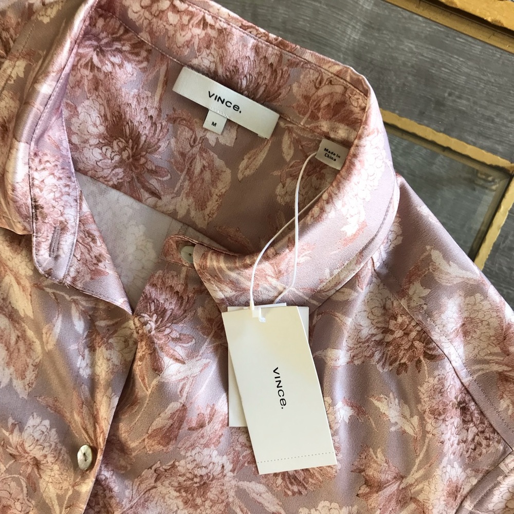 Vince 100% Silk Dahlia Shirt New with Tag